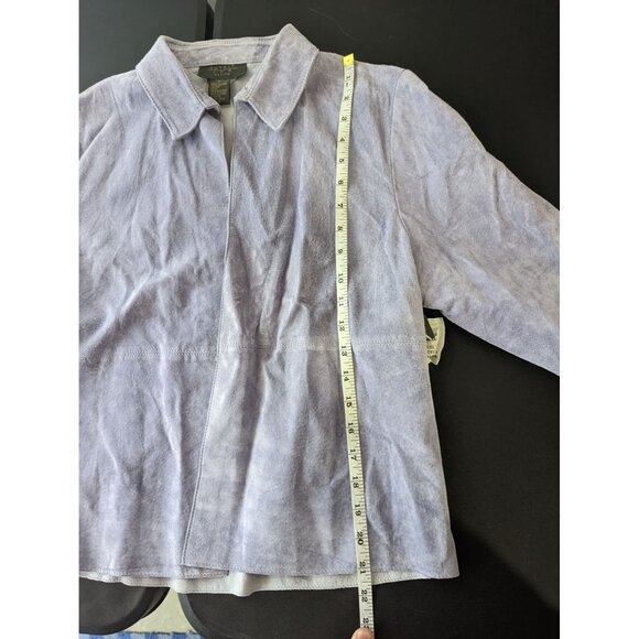 Vintage Outfit JPR Purple Suede Leather Open Front Jacket Petite Medium PM NWT - Picture 8 of 9